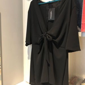 PLUS BLACK TIE WAIST ROMPER